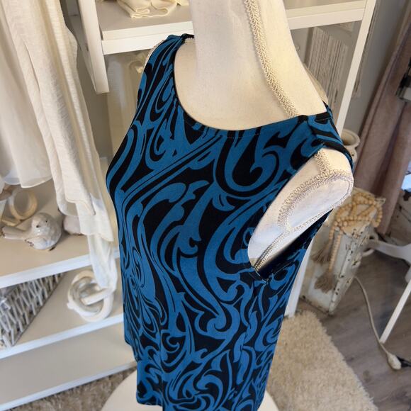 Chico's size 1 translates to a size small black & blue sleeveless tunic #2998 - Picture 3 of 6